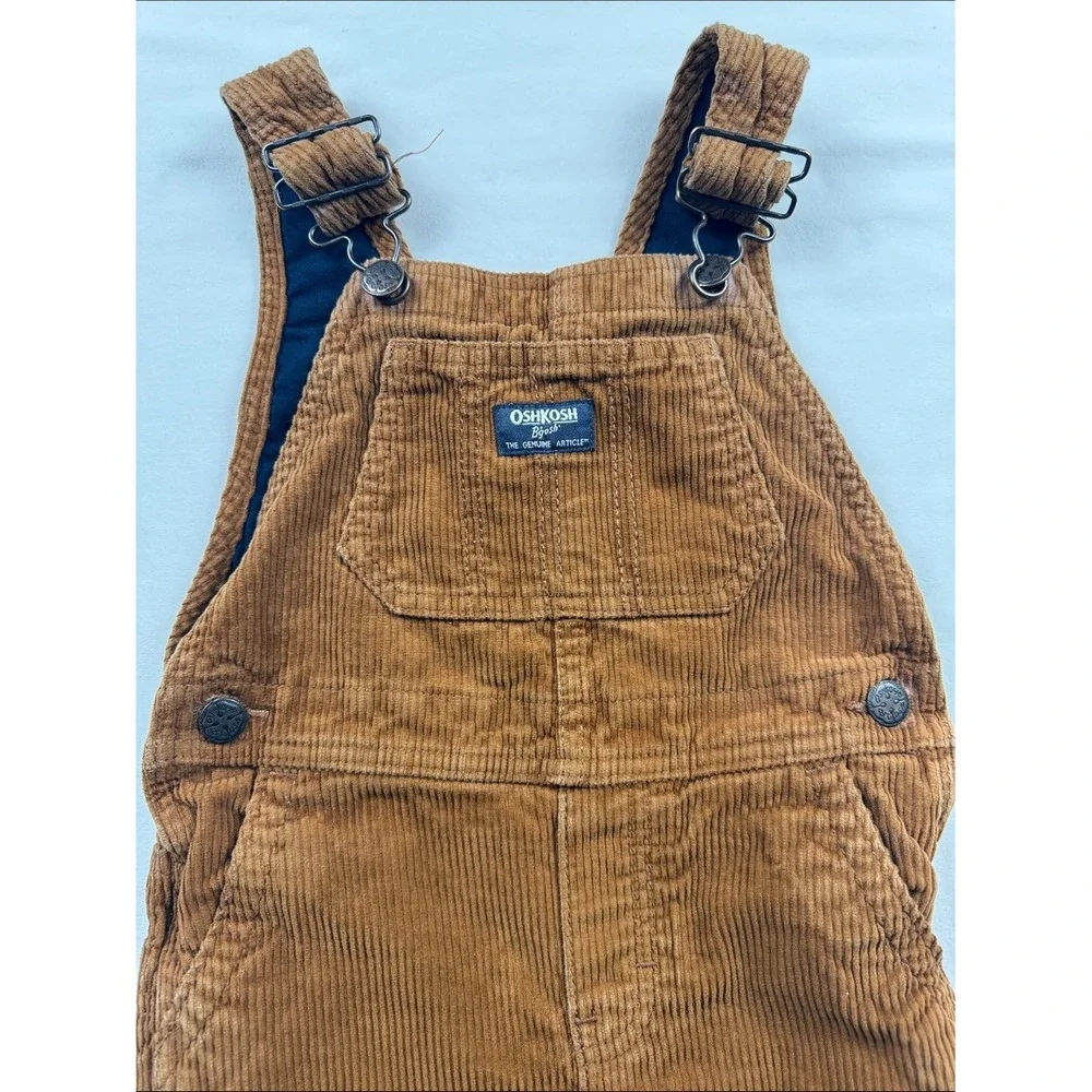 OshKosh B'gosh Corduroy Overalls Kids Size 4T Brown Vestbak Workwear